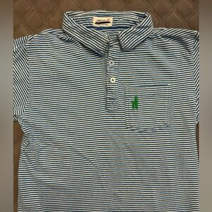 Johnnie-O Original Jr Polo in Blue and White Stripes, Size 10